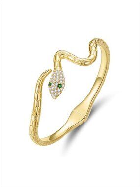 Adjustable Gold Plated Snake Cuff Bracelet Chunky Bangle for Women